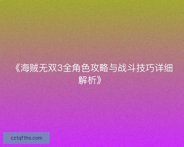 《海贼无双3全角色攻略与战斗技巧详细解析》