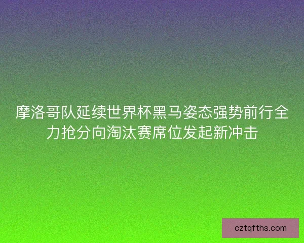 摩洛哥队延续世界杯黑马姿态强势前行全力抢分向淘汰赛席位发起新冲击